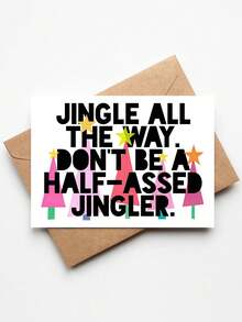 1pc Funny "Jingle All The Way" Sarcastic Christmas Card With Envelope - Humorous Holiday Greeting For Friends & Coworkers, Blank Inside - View 9