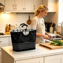 Large Capacity EVA Soft Tote Bag With Aluminum Alloy Handle, Reusable Shopping Bag, Portable Storage Tote, Multi-Purpose Supermarket Grocery Bag, Suitable For Daily Shopping And Storage - Multicolor - View 10