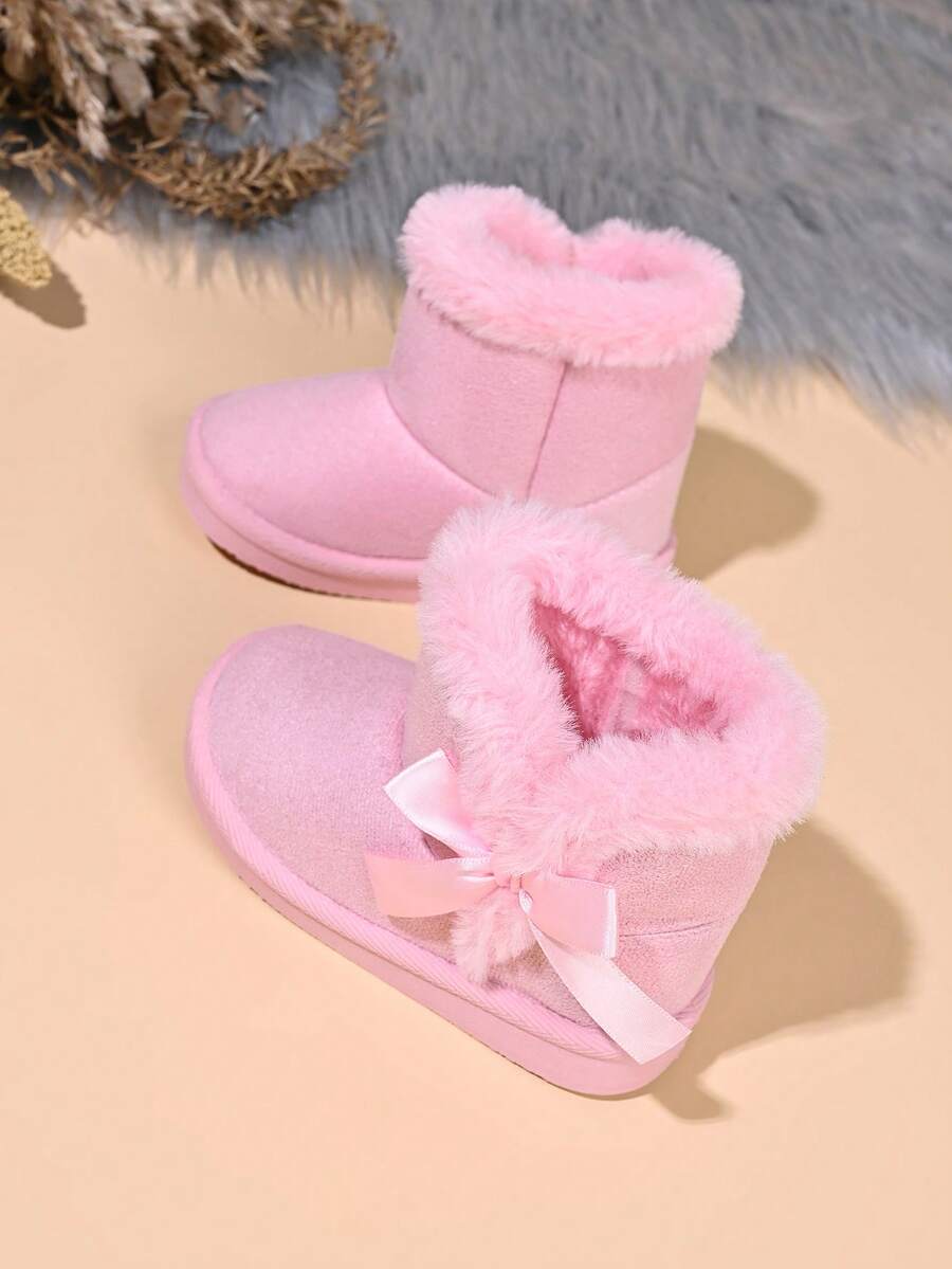 Kids' Fashion New Snow Boots With Bow Decoration - Pink - View 1