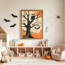 1/6 pezzi Arte da parete vintage di Ognissanti, Decorazione per la casa, Stampe d'arte da parete, Luna, Zucca, Gufo, cartellone decorativi per la camera dei bambini, Regali di Ognissanti, Arte da parete - Multicolore - Visualizzare 9