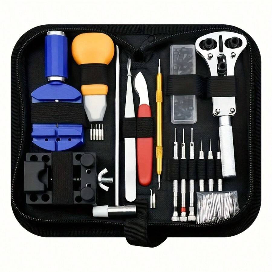 1pc Professional Watch Repair Tool Set, All-In-One Watch Battery Replacement And Band Link Remover Kit, Includes Watch Case Opener, Screwdriver, Tweezers And Portable Storage Bag, Suitable For Watch Maintenance Beginners