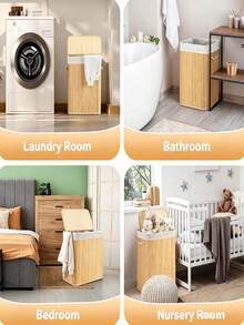 Multi-Material Laundry Hamper With Lid, Size 40*30*50cm, Built-In Waterproof Lining, Portable Thick Rope Handles, Large Capacity For Dust And Moisture Prevention, Multiple Colors Available - Multiple Specifications - View 6