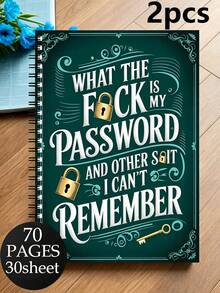 Fun Spiral Bound Password Notebook, Teal Cover With Gold Key Design, 70 Pages, For Securely Recording Internet And Computer Login Names And Passwords, Suitable For Home, Office Or Scrapbook Set, Password Book, School Supplies, Back To School - Multicolor - View 15
