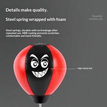 W 熱門便攜式拳擊反應訓練球－適合放鬆與技巧提升，耐用 PVC 材質，緊湊設計，適用於居家或健身房使用，充氣幫浦隨機配色 - 黑色 - 查看 9