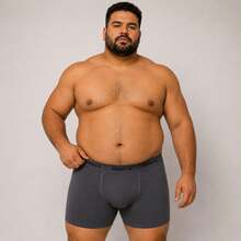 KIT com 10 Cuecas Boxer Plus Size em Microfibra Lisa Box Extra Grande Masculino Conforto e Qualidade - Multicolorido - Visão 5