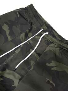 Men's Autumn Camouflage Cargo Pants With Multiple Pockets, Drawstring Hem, Sports Casual Streetwear - Army Green - View 4