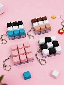 1pc Creative Keyboard Keycap Keychain, Colorful Crisp Click Desktop Toy, Relieve Stress And Anxiety, Fun Office Decor, Unique Gift Choice - Multi-color B - View 7