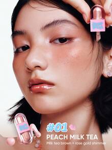 JUDYDOLL DUO EYE TINT Dual-End Liquid Eyeshadow Mini Limited Edition Pocket Candy Series Matte Shimmer Glitter Highlighter Colorful Long-Lasting Pigmented - 01 Peach Milk Tea - View 3