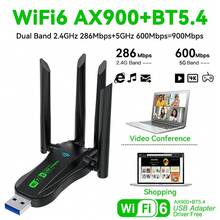 KZ AX900 WIFI6 USB Adapter 2-In-1 Bluetooth 5.4 Dual Band 2.4G & 5GHz 900Mbps WiFi 6 802.11AX High-Speed Wireless Network Card Receiver Dongle, 4 Antennas, USB3.0 Port, Compatible With PC/Laptop, Windows 10/11, Plug And Play - Black - View 11