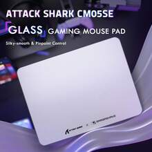 ATTACK SHARK CM05SE Tempered Glass Mouse Pad, 9H Hardness Anti-Scratch, Nano Etched Ultra-Smooth Surface, Non-Slip PU Base, High Accuracy, Fast-Moving, 410*310*5mm For FPS Esports/Office - Black/ White - View 6