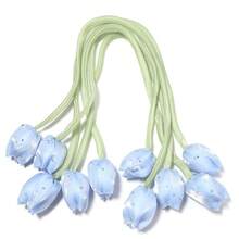 5PCS Rhinestone Studded Tulip Bud Flower Rope Ribbon, Sweet Style 3D Fabric Flower, Party Wedding Daily Wear Hair Accessory Clothing DIY Supplies, Shoe Hat Bag Decoration, Gift Packaging Decoration For Elders, Handmade Floral Craft Material - Tulip - View 21