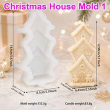 Zhonghui Mold 3D Christmas House Silicone Mold, Snowy Cottage And Gingerbread House Candle Mold For DIY Soap, Resin, Plaster And Holiday Home Decor Crafts - Christmas - View 11
