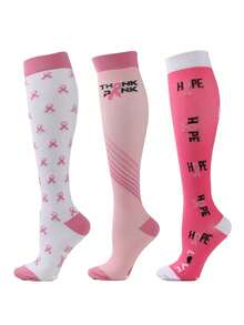 1/3 Paar lässige Outdoor-Sportsocken, süße Kompressionssocken mit Muster für Frauen, Springseil-Lauf-Wadensocken - Verschiedenfarbig - Übersicht 16