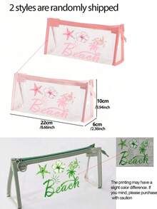 Bolsa de playa de PVC impermeable de moda, con estampado de letras coloridas, bolsa de maquillaje de PVC, bolsa de almacenamiento de viaje con cremallera - Bolsa de maquillaje y artículos de tocador ligera y resistente a la decoloración, adecuada para hombres y mujeres, perfecta para nadar, bucear y vacaciones de verano - Ligera, adecuada para hombres y mujeres jóvenes, accesorios de bolsa de playa, artículos esenciales de viaje, accesorios de viaje, artículos esenciales de vacaciones, artículos esenciales de verano, temporada de bodas, regalo para damas de honor - Multicolor - Ver 11