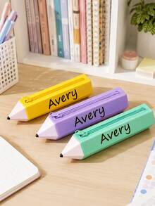 Personalized Silicone Pencil Case, Customized Name Pencil Bag, Large Capacity Stationery Storage Bag With Zipper, Suitable For School, Office And Travel, Washable Storage Bag, Suitable For Students, Teachers And Office Workers, Back To School Gift - Multicolor - View 2