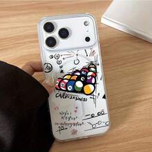 [24h Versand Aus DE/FR/ES]Clear Magnetic Wireless Charging Phone Case Colorful Pool Ball Sketch Math Formula Pattern Hard Protective Shell Fit  17Air 17 16e 11-16 Pro Max Plus,  Galaxy S21-S26 Ultra Edge Fe Plus,  , Unique Aesthetic Gift Idea For Daily Use Party Present Anti-Drop Phone Cover - 1 - 查看 2