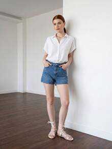 Japanese Short Sleeve Summer Viscose Women's Shirt - White - View 6