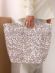 Pink Leopard Print Storage Bin 35*25*48cm Large Capacity Fabric Foldable Storage Basket Home Bedroom Atmosphere Dirty Laundry Basket Socks Storage Bin Toy Sorting Storage Bucket - Multicolor - View 2