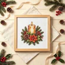 4 Styles Christmas Theme 11CT Cross Stitch Material Kit Christmas Stocking/Candle/Gingerbread House/Snowman Beginner Friendly Zero-Based Handmade DIY Embroidery Kit Home Decor Holiday Gift - Multicolor - View 6