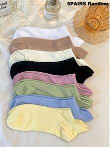5/8/10 Pairs Mixed Color Women's Ankle Socks - Solid Color Sweat-Absorbent Breathable Short Socks - Seamless Toe Anti-Pilling, Suitable For Outdoor Leisure, Sports Cycling, Men's Socks, Short Socks Suitable For Spring Summer Autumn, Women's Socks, Student Socks, Women's Socks, Women's Boat Socks, Home And Travel Use - Multicolor - View 6
