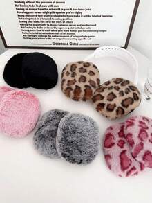 Casing Pelindung Silikon Kreatif Berwarna-warni Motif Leopard Apel Merah Muda yang Kompatibel dengan Headphone Max, Penutup Transparan yang Kompatibel dengan Earcup Max, Tas Penyimpanan Headband, dan Casing Gel Lembut Dekoratif. - MultiWarna - View 1