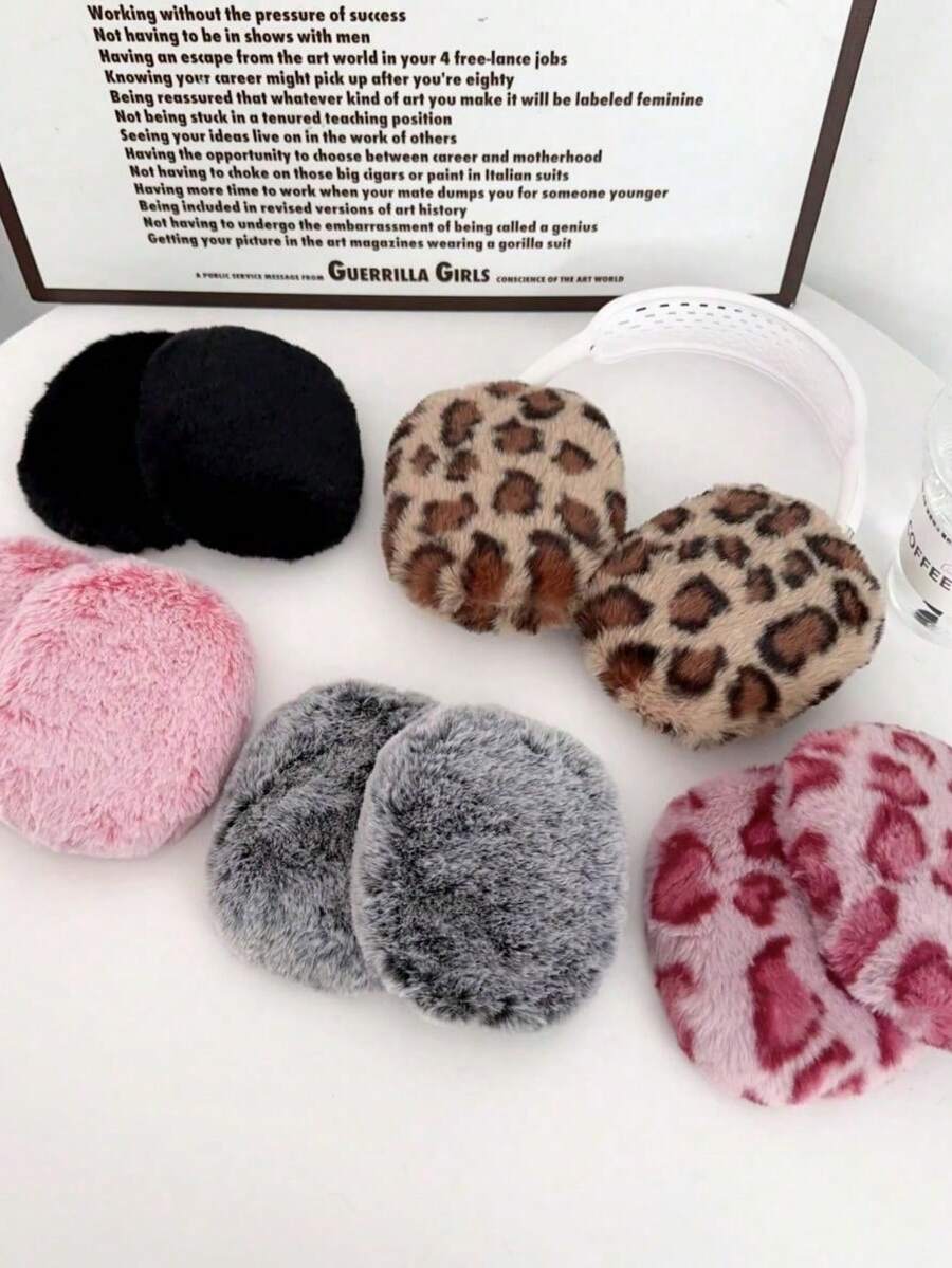 Casing Pelindung Silikon Kreatif Berwarna-warni Motif Leopard Apel Merah Muda yang Kompatibel dengan Headphone Max, Penutup Transparan yang Kompatibel dengan Earcup Max, Tas Penyimpanan Headband, dan Casing Gel Lembut Dekoratif. - MultiWarna - View 1