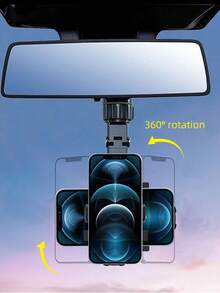 1pc Car Phone Holder, Multi-Function Rotatable New Design Support Bracket, Car Rearview Mirror Phone Mount - Random Styles - View 6