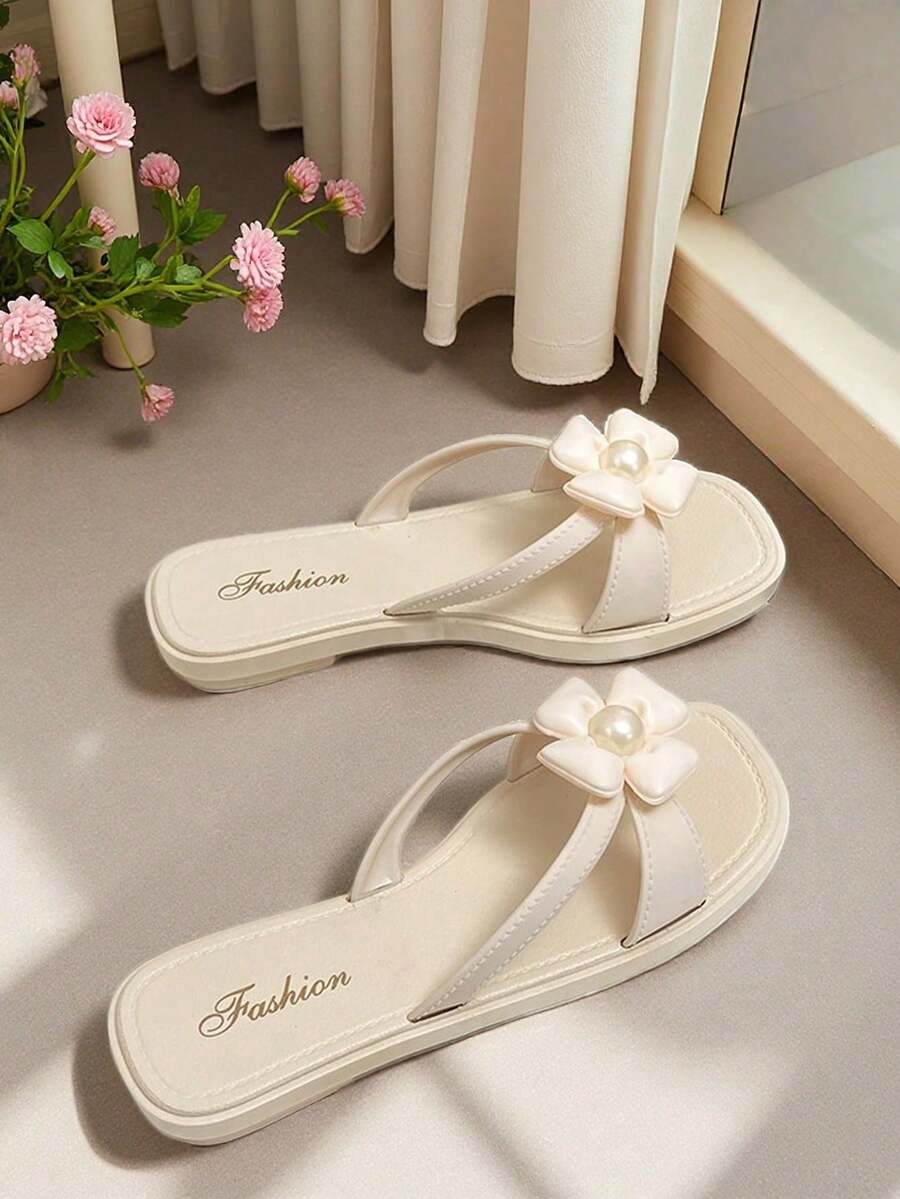 punta abierta, sandalias de mujer, casual de verano, chanclas de mujer, exterior, playa, slip-on, sandalias de mujer, decoración de lazo, verano, zapatos elegantes de mujer, viaje, vacaciones, mujer, chanclas de mujer, sandalias de mujer, sandalias blancas para mujer, zapatos de mujer, verano, chanclas, sandalias