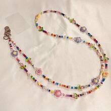 1pc New Tulip Floral Phone Lanyard Strap With Detachable Hook, Beaded Bag Chain, INS Style - Multicolor - View 1