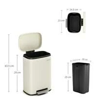 MCC Direct Pedal Kitchen Bin With Soft Close Lid, Step-On Trash Can With Inner Bucket, Durable Steel Body, Hands-Free Waste Disposal - Beige - View 4