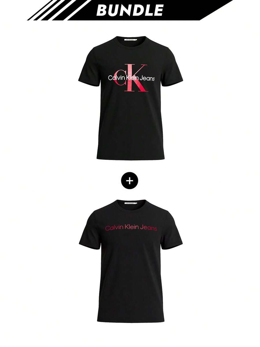 [Bundle] Modern Men's T-Shirt Black + Calvin Klein Jeans Core Institutional Men's T-Shirts Black - Black+Black / Salsa - View 1