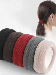 Wide Textured Elastic Hair Scrunchies, High Ponytail Hair Ties, Strong Elastic Hair Bands, Suitable For Updo, Seamless Hair Hoop, Bun Hair Ties - Multicolor - View 7