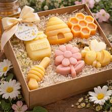 1pc 6-Cavity Bee & Flower Silicone Mold, Themed Silicone Soap Mold, Bee Honeycomb & Flower Candle Mold, Suitable For DIY Crafts, Wedding Decor, Polymer Clay, Candles, Plaster - Pink - View 8