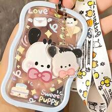 SANRIO Wave Edge Clear ID Card Holder With Braided Wrist Strap And Acrylic Charm, Made Of High-Quality Transparent Material, Scratch-Resistant And Durable. Fits Work ID, Student Cards, Bus Cards, Suitable For School, Office And Daily Carry. - View 6