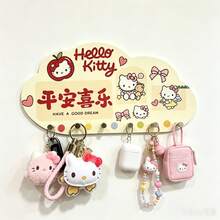 Sanrio 可愛 Hello Kitty 雲朵造型壁掛式鑰匙架，免鑽孔玄關鑰匙掛架，自黏式 6 個鉤子卡通裝飾掛鉤，臥室入口居家裝飾禮物，門後掛式收納架，節日禮物 - 彩色 - 查看 8