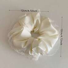 Ikat Rambut Scrunchie Minimalis Berlipit Tepi Bergelombang dari Satin Prancis untuk Wanita, Gaya Baru Ikat Rambut Elegan, Aksesori Rambut Elastis Musim Semi/Panas, Warna Polos, Kasual, Ikat Rambut Poliester, Ikat Rambut Ekor Kuda untuk Semua Musim - MultiWarna - View 2
