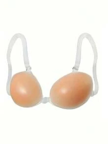 1pair Invisible Sticky Push-Up Bra Bra - Features Transparent Shoulder Straps, Invisible And Non-Slip, Reusable Adhesive Bra. Backless. - Multicolor - View 9