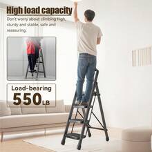 NOREMOCO Heavy-Duty 3-Step Portable Folding Ladder, 330 Lb. Capacity. Durable Folding Ladder With Non-Slip Steps, Lightweight And Easy To Carry, Suitable For Home And Industrial Use. - 3-step - View 8
