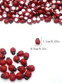 100/70pcs Self-Adhesive Wooden Ladybug Decorations, Cute Red Ladybug Stickers, Autumn Home Decor, Halloween Decorations, DIY Handmade Ornaments, Suitable For Flower Pots, Scrapbooks, Gift Boxes, Weddings And Holiday Party Miniature Landscape Decor - Multiple Styles - View 5