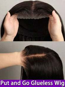 Put And Go 5x5 蕾絲封口假髮與 13x6 13*4 直髮蕾絲前額假髮 200% 密度巴西原生直髮 預拔髮際線附嬰兒髮 24 吋無膠自然髮際線假髮 多種造型選擇，適合日常配戴 - 自然色&黑色系 - 查看 2