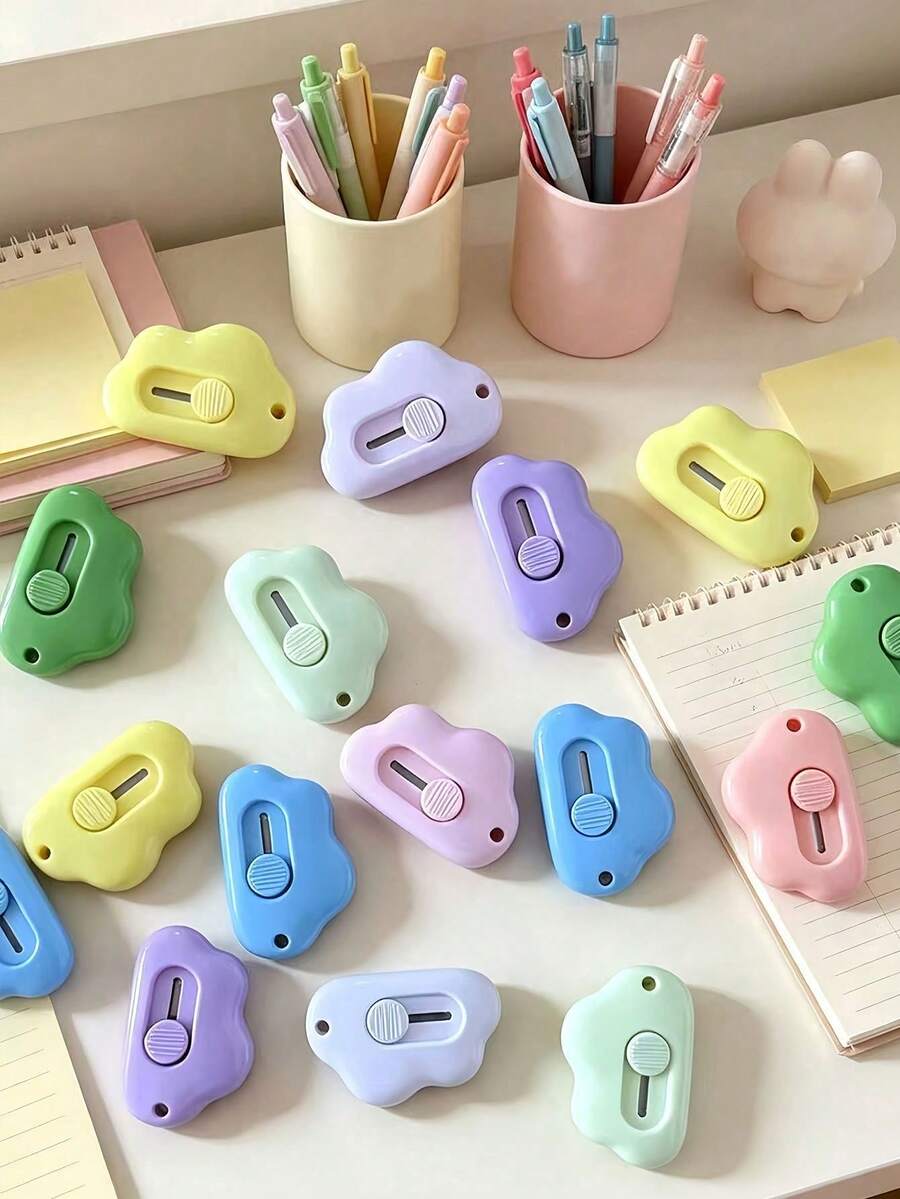 Mini cuchillo artesanal hecho a mano, cortador de papel pequeño con diseño de nube lindo, herramienta para abrir paquetes de mensajería, cortador de caja portátil estilo japonés para estudiantes y oficina - Multicolor - Ver 1