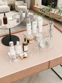 Transparent Acrylic Tiered Display Stand, Multi-Layer Step Storage Display Rack, Desktop Display Shelf, Product Display Stand, Jewelry Storage Rack, Cosmetic Display Stand, Perfume Lipstick Display Stand, Action Figure Model Display Rack, Snack Dessert Display Rack, Office Desk Organizer, Transparent Minimalist Design, High Load-Bearing Anti-Slip Stable Structure, Stackable Combination Storage, Space-Saving, Easy To Clean And Durable, Acrylic Display Base, Suitable For Home Living Room - Multicolor - View 4