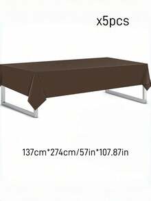 5/10pcs Coffee Brown Disposable Plastic Decorative Tablecloths, Suitable For Birthday Parties, Weddings, Holidays, Party Room Decoration And Props - Multicolor - View 6