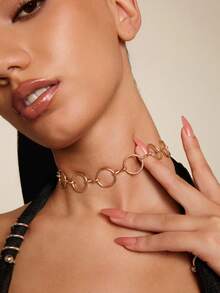 Altistry 1pc Handmade Circle Chain Necklace (Customized Length, Random Number Of Circles) - Yellow Gold - View 3