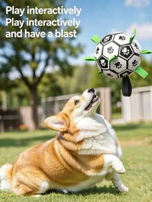 Pet Dog Toy Built-In Webbing Football Interactive Dog Toy Indoor Outdoor Dog Toy Regular Dog Football Available For Large, Medium, And Small Dogs - White - View 9