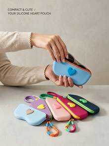 Heart-Shaped Silicone Glasses Case, Portable Fashion Glasses & Eyeglasses Storage Bag, Dust-Proof, Pressure-Resistant, Easy To Clean, Lightweight & Easy To Carry, Suitable For Daily Commute, Travel, Outdoor Use, Unisex, Versatile & Practical Eyewear Storage & Protection Accessory - Multicolor - View 5