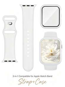 適用於 38/40/41/42/44/45/46/49mm 運動錶帶與錶殼,矽膠防水錶帶搭配保護殼套組,適用 全系列 - 白色 - 查看 12