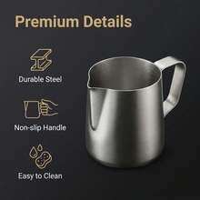 1/2pcs Latte Art Cup - Perfect For Milk Frothing And Coffee Decoration, Ideal Choice For Home Or Cafe Use - Silver - View 2