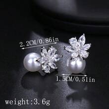 1 Pair Elegant Fashion Cubic Zirconia Stud Earrings Suitable For Women's Daily And Holiday Wear - White Gold - View 2