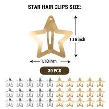 30pcs Metal Star Hair Clips, 2000s Y2K Snap Hair Clips, Non-Slip Star Hair Accessories, Gold & Silver Hair Accessories, Millennium Style Hair Accessories For Women - Gold + Silver - View 6